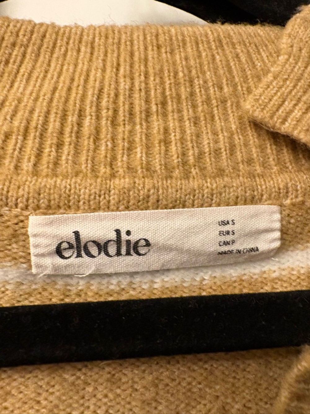 Elodie Striped collar Dolman Sweater wool knit Size S tan white soft coastal - Picture 3 of 4